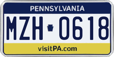 PA license plate MZH0618