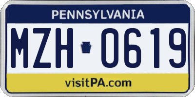 PA license plate MZH0619