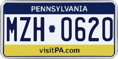 PA license plate MZH0620