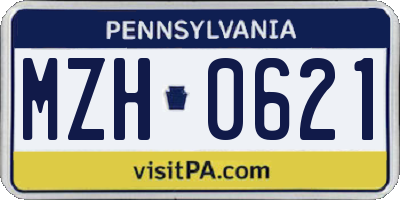 PA license plate MZH0621