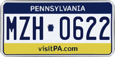 PA license plate MZH0622