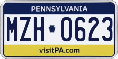 PA license plate MZH0623