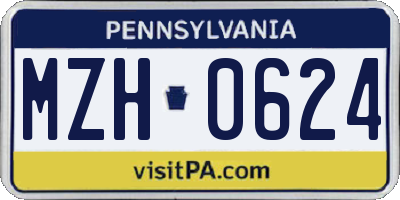 PA license plate MZH0624