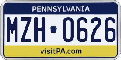 PA license plate MZH0626