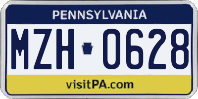 PA license plate MZH0628