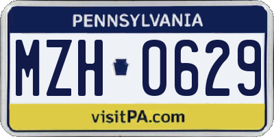 PA license plate MZH0629