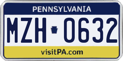 PA license plate MZH0632