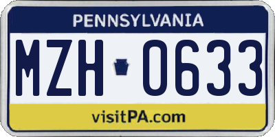 PA license plate MZH0633