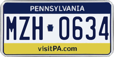 PA license plate MZH0634