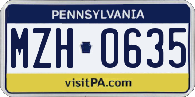 PA license plate MZH0635