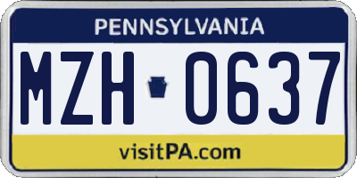 PA license plate MZH0637