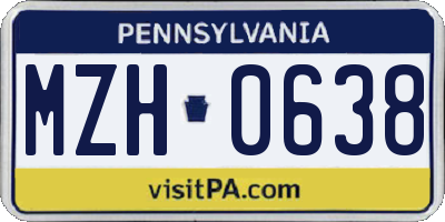 PA license plate MZH0638