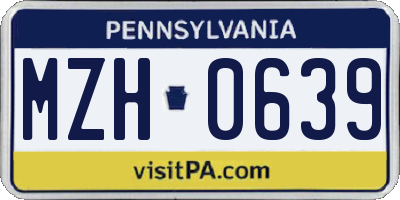 PA license plate MZH0639