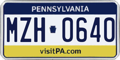 PA license plate MZH0640