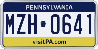 PA license plate MZH0641