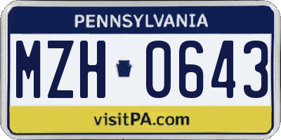PA license plate MZH0643