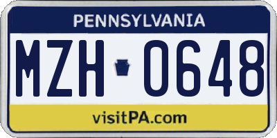 PA license plate MZH0648