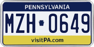 PA license plate MZH0649