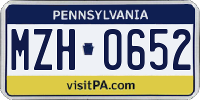 PA license plate MZH0652
