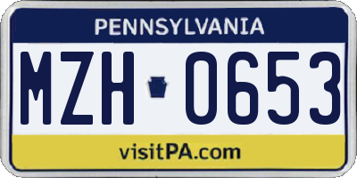 PA license plate MZH0653