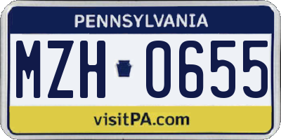 PA license plate MZH0655