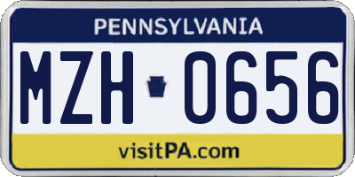 PA license plate MZH0656
