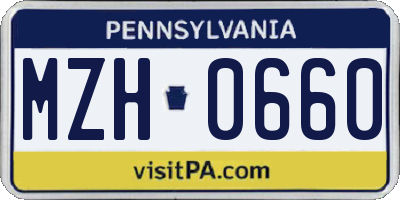 PA license plate MZH0660