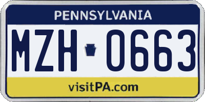 PA license plate MZH0663