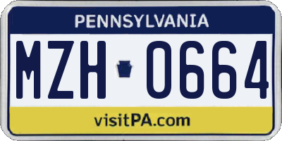 PA license plate MZH0664
