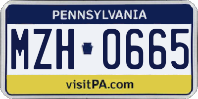 PA license plate MZH0665