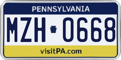 PA license plate MZH0668