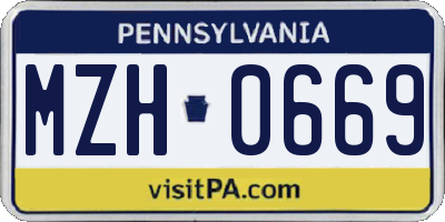 PA license plate MZH0669