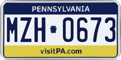 PA license plate MZH0673
