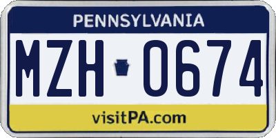 PA license plate MZH0674
