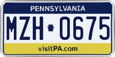 PA license plate MZH0675