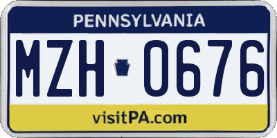 PA license plate MZH0676