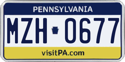 PA license plate MZH0677