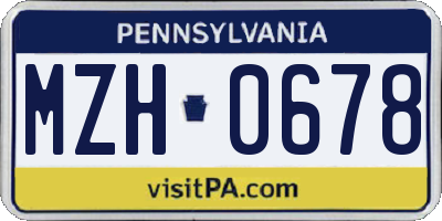 PA license plate MZH0678