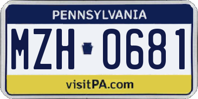PA license plate MZH0681