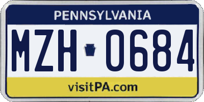 PA license plate MZH0684