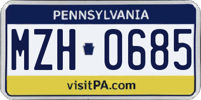 PA license plate MZH0685