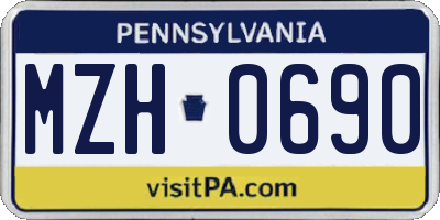 PA license plate MZH0690