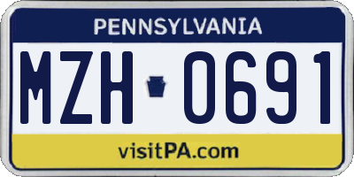 PA license plate MZH0691