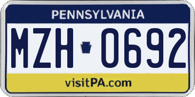 PA license plate MZH0692