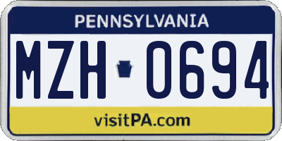 PA license plate MZH0694