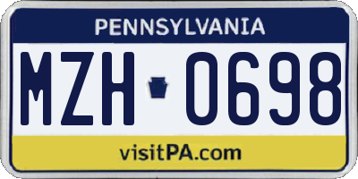 PA license plate MZH0698