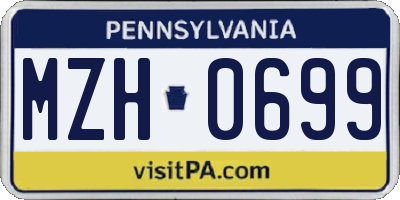 PA license plate MZH0699