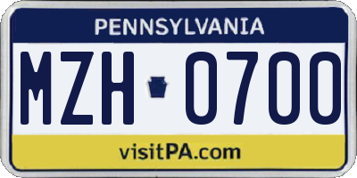 PA license plate MZH0700