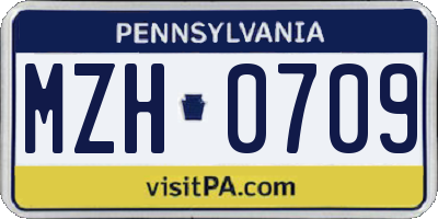 PA license plate MZH0709