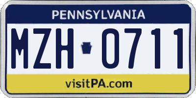 PA license plate MZH0711